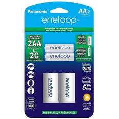 C 1.5 v battery Panasonic Eneloop AA 1.5V 2000mAh Rechargeable Ni-MH Battery w/C Spacer, 2-Pack