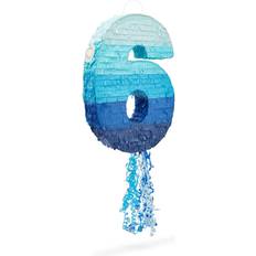 Blue Panda Number 6 Pull String Pinata Boys