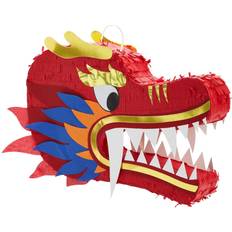 Piñatas Blue Panda Red dragon pinata for chinese year party decorations 16.5 x 11 x 3 in