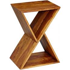 Møbler Wohnling Sidebord I X-Form Japandi-Look Massivt Træ 43 x 60 x 30 cm Brun Småbord