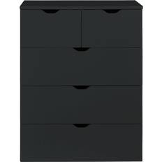 Basix 5 Tiroirs Noir Mat L80 x P40 x H101 cm Commode