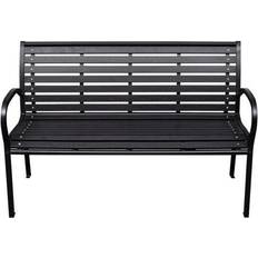 vidaXL Svart 116 cm Stål och WPC Trädgårdsbänk