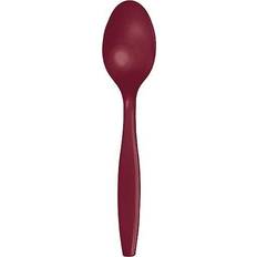 Red Disposable Flatware Creative Converting Burgundy Red Disposable Plastic Spoons Party Supplies, 7"