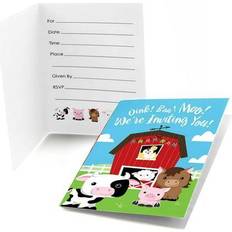 Big Dot of Happiness Farm Animals Fill In Baby Shower 8 Count