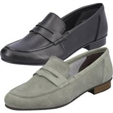 Rieker Low Shoes Rieker Block Heel Suede Slip-On Loafers