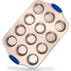 Blue Muffin Trays NutriChef 16” 12 Deluxe Gold Carbon Muffin Tray