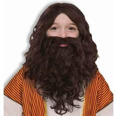 Marrone Parrucche Lunghe Forum Novelties Biblical Times Moses Noah Wig & Moustache Costume Kit Child Standard