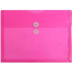 Jam Paper Envelopes & Mailing Supplies Jam Paper 9 3/4'' x 13'' 12pk Plastic Envelopes with Button and String Tie Closure, Letter Booklet Pink