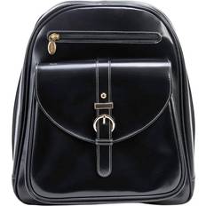 Black - Leather Computer Bags McKlein Moline Leather Business Laptop Backpack, Black