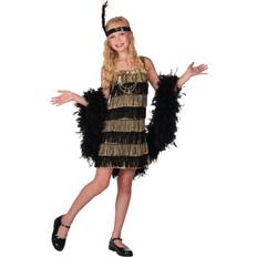 Fun Costumes Gold and Black Fringe Flapper Costume for Girls