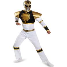 Disguise Classic Muscle White Ranger Adult Costume Orange/White