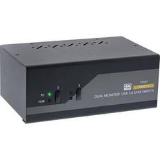 Hdmi switch med ljud InLine 62652I KVM skrivbordsswitch 2-vägs, dubbel skärm, HDMI, 4K, USB 3.0, ljud