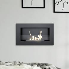Kratki Wall Mounted Bioethanol Fireplace GOLF Flat T&DC With Glazing Black