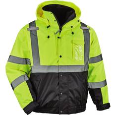 Work Jackets Ergodyne womens Hi-vis 4-in-1 Class Hi Vis in Bomber Jacket Quilted, Lime