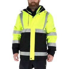 Work Clothes RefrigiWear Men's HiVis 3-in-1 Rainwear Jacket, Medium, Black/Lime