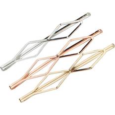 Kitsch Fashion Metal Decorative Bobby Pins Gold Rose Gold Long 3 Pack Diamond Bobby