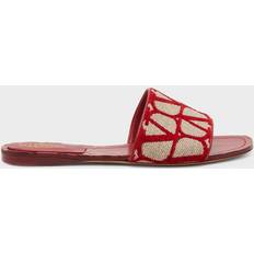 Valentino Garavani Slides Valentino Garavani TOILE ICONOGRAPHE SLIDE SANDAL Wo BEIGE/RED