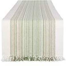 Design Imports Striped Fringed Tablecloth Green, Multicolor