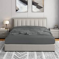 Swift Home Queen Fitted Double Brushed Ultra Soft 16 Deep Bed Sheet Grey