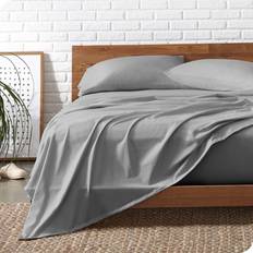 Bare Home 100% Organic Cotton Jersey Set Ultra Soft Full Light Grey Bed Sheet Grey