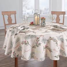 Elrene Home Fashions Holiday Tree Trimmings Wrinkle Resistant 60 x 84 Oval Tablecloth