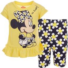 Girls 12 inch bike Disney minnie mouse big girls t-shirt and bike shorts outfit set floral lemon