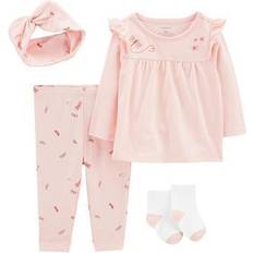 6-9M Socks Children's Clothing Carter's Baby Girls 4-pc. Pant Set, Newborn, Pink Pink