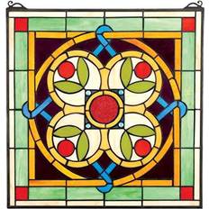 Design Toscano Buntglas-Panel Celtic Blumen Quatrefoil Wanddeko