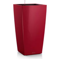 Lechuza CUBICO 30 Scarlet Red High Gloss Poly Resin Self-watering Planter with Substrate