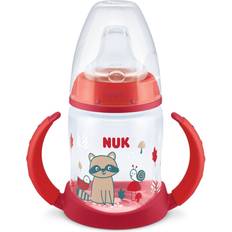 Rojo Biberones Nuk First Choice Botella de aprendizaje de 6 a 18 meses, 150 ml, indicador de control de temperatura, a prueba de fugas, con asas ergonómicas, sin BPA, color rojo