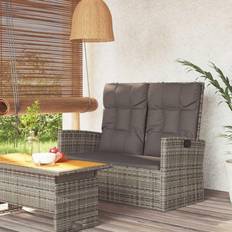 Rotin Bancs de Jardin vidaXL Inclinable Et Coussins Gris 118 cm Résine Tressée Banc de Jardin