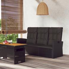 vidaXL Tuinbank Verstelbaar Met Kussens 173 cm Poly Rattan Zwart