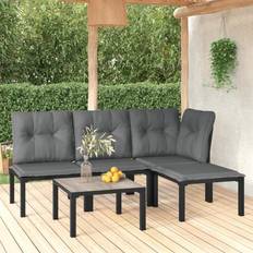 vidaXL Loungegrupp 5 Delar Konstrotting Svart Och Grå Loungeset