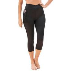 Woman Within Swimwear Woman Within Mesh Pocket High Waist Swim Capri - Black