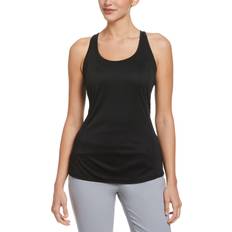 Clothing Essential Solid Tennis Tank Top w/ Mesh Front Panel - Black