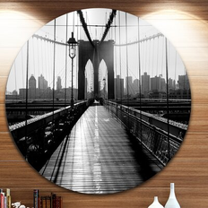 Design Art 'Dark Brooklyn Bridge' Cityscape Disc Metal Photo Frame