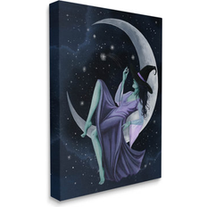 Stupell Industries Witch Relaxing Crescent Moon Painting Gallery Wrapped Wall Decor