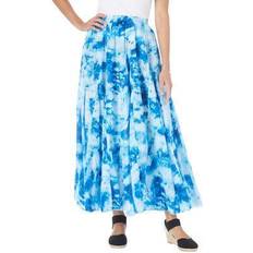 Woman Within Skirts Woman Within Pull-On Elastic Waist Crinkle Printed Skirt - Bright Cobalt Pretty Tie Dye