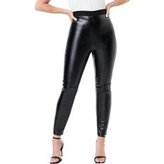 Rayon - Women Tights Faux Leather Legging - Black