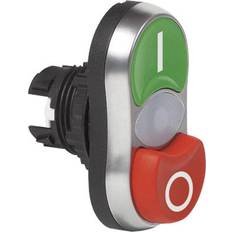 Green Switches Baco L61QK21 Double head pushbutton Front ring PVC chrome-plated Green, Red 1 pcs