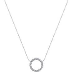 Vitguld halsband Smykkekæden Circle Karat Vitguld Halsband Med Diamanter 0,24 Carat W/si 20-00182-1855-042