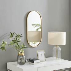 Yellow Mirrors Jupiter 80cm 40cm Art Deco Gold Metal Frame Oval Wall Mirror