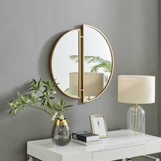 Yellow Mirrors Crescent Gold Round Wall Mirror