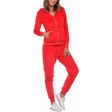 Fitness & Gym - Red Jumpsuits & Overalls White Mark Women's Velour Tracksuit Set - Red