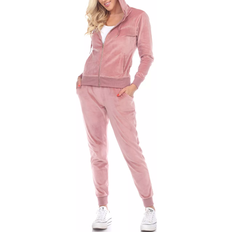 Women's Velour Tracksuit Set - Pink