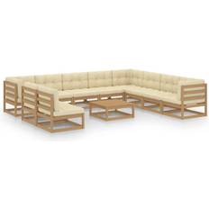 vidaXL Salotto Giardino e Cuscini 11 pz Legno Massello Pino Ambra - Marrone Set da Lounge da Esterno