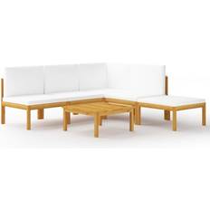 vidaXL Divani Giardino 6 pz Con Cuscini Crema Massello Acacia Set da Lounge da Esterno