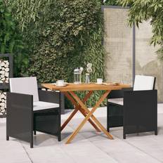 vidaXL 3 Piece Garden with Cushions Black Patio Dining Set