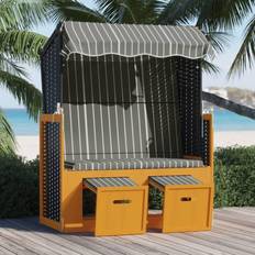 Grigio Altalene con Tetto vidaXL Strandkorb con Tettoia Polyrattan Legno Massello Nero e Grigio