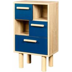 Bleu Commodes BigBuy Home Table De Chevet Lila Avec 3 Tiroirs Et 2 Niches Chêne Bleu Commode